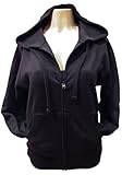 Black and Silver Rhinestone Angel Wings Long Sleeve Hooded Zipper Sweater Black (XL)