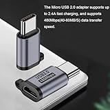 AreMe Micro USB 2.0 to USB C Adapter (4 Pack), Micro USB Female to USB Type C Male Converter Connector Support Charge Data Sync for Galaxy Type-C Phones, Tablets and More (Grey)