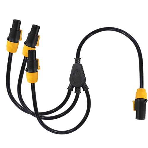 1 to 3 Outlet powerCON Cable - 3FT 14AWG PowerCon True1 Male to 3X Female Extension Y Splitter Cable, Heavy Duty Outdoor 20A Waterproof True Connector for Stage Light/Speaker(SAC3MX - SAC3FX)