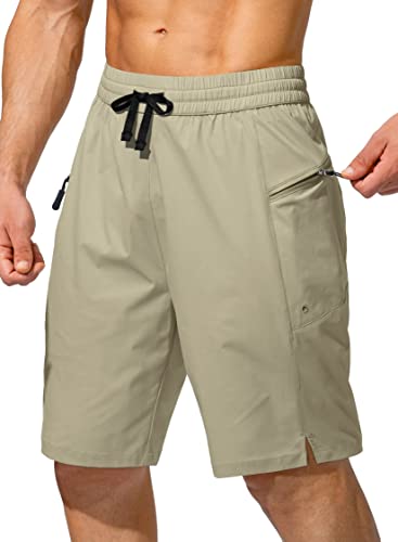Men's Swim Trunks Quick Dry Board Shorts with Zipper Pockets Beach Shorts Bathing Suits for Men - No Mesh Liner(Sage Green,L)