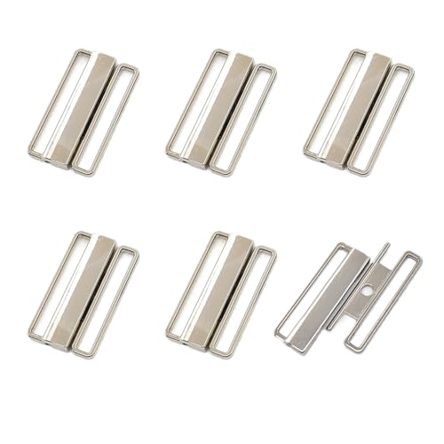 Wzttdm 5 Sets 40MM Bikini Clasp, Alloy Bra Buckle, Bra/Bikini Hook Closure, Bra Clasp Replacement Part, Front Closure Hook & Clasp Fasteners for Lingerie Sewing Bra Swimwear Clip Making