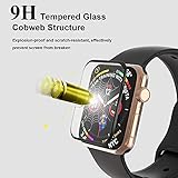 EWUONU [2 Pack Tempered Glass Screen Protector for Apple Watch 44mm SE 3/SE 2/ Series 6//5/4, 3D Full Coverage [Easy Installation Frame] Waterproof Bubble-Free HD Clear Film for iWatch 44mm