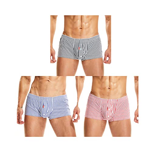 Faringoto Men's Plaid Boxer Shorts Underwear Casual Boxer Briefs Men Sexy Low Waist Loose Fit Breathable Panty