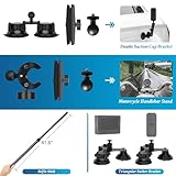 Vasgather Suction Car Mount for Insta360 X4/X3/X2/GO2/3S Comepatible with 360 Outside Camera with 47”Invisible Selfie Stick 5 in 1 Suction Camera Mount for Action Camera(with Locking Selfie Stick)