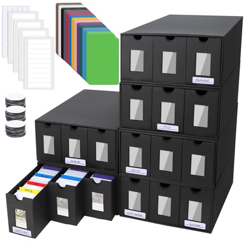ATPWONZ Trading Card Storage Box, 18000+ Cards Deck Box for MTG Commander, Trading Cards Organizer with 48 Card Dividers, Labels & Tapes, Visible Card Deck Boxes for MTG TCG PTCG Sport Cards