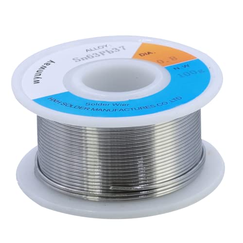 wyunway Solder Wire 63/37 Tin/Lead with Flux Rosin Core for Electrical Soldering net weight (0.8mm/100g(0.22Lb))