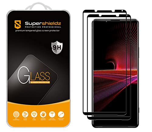 Supershieldz (2 Pack) Designed for Sony (Xperia 1 III) Tempered Glass Screen Protector, (Full Screen Coverage) Anti Scratch, Bubble Free (Black)