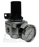 Heavy Duty in-LINE Compressed AIR Pressure Regulator for AIR Compressor, 7 to 215 PSI Adjustable, HIGH Flow Rate, Wall Bracket and Gauge Included (1/2" NPT, 130 CFM)