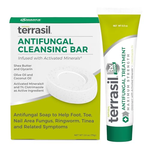 Terrasil Antifungal Cream + Antifungal Soap 2-Product Kit, Clinically-Proven Clotrimazole, Effective Treatment & Relief: Jock Itch, Athletes Foot, Fungal Yeast Infection, Ringworm (14g tube + 75g bar)