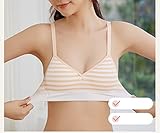 Herepai Teenage Big Girls' Bras Thin Cotton Wire Free Cute Striped Training Bra(36, Mixed 4-Pack)