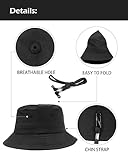 Extra Large Lightweight Bucket Sun Hat,Breathable Travel Cooling Hats,Outdoor Sun Hat for Big Heads 24.5"-25.5" Black