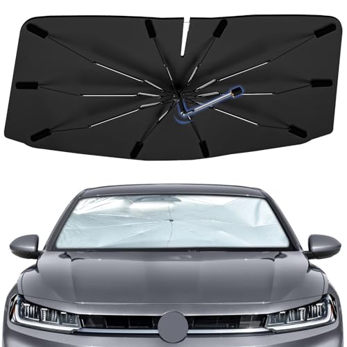 Windshield Sun Shade Umbrella for Volkswagen Jetta 2019-2025, Foldable Sunshade for Car Front Window, 360 Rotation Automotive Interior UV Protection for Outdoor Parking, Keep Car Cool