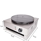 KOUWO Electric Crepe Maker 16" Large Crepe Machine Maker Pancake Making Machine Flat Plate Crepe Griddle (Silver(110V))