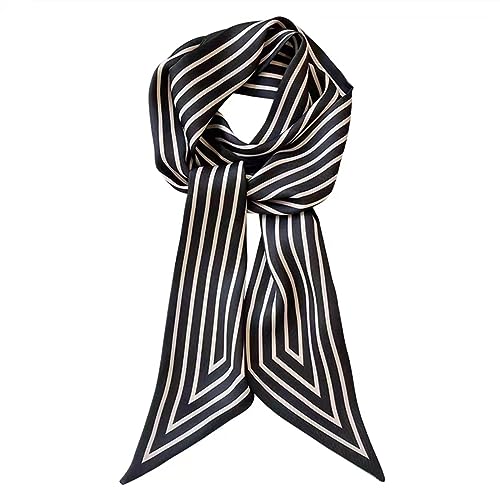 COtheSumay 100% Mulberry Silk Ribbon Scarf for Hair Beach Head Wraps for Women Handbag accessories 4"X48" Necktie