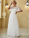 Ever-Pretty Women's Short Sleeve Embroidered Maxi Dress Homecoming Dress for Junior White US20