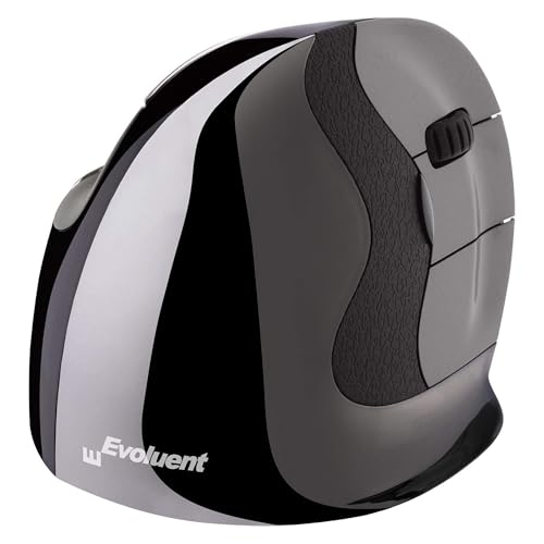Evoluent VMDMW Vertical Mouse 4 for Right Hand – Ergonomic Mouse Wireless USB, Helps Reduce Carpal Tunnel, Adjustable Speed & Programmable Buttons, Vertical Ergonomic Wired Mouse, Gaming & Office Use