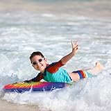 JAMBO Inflatable Surf Body Board with Handles, Boogie Board for Beach, Surfing Swimming Floating Surfboard Boards, Pool Floats Pool Beach Toy for Kids (Tie-Dye, Water Color and Color Spiked) - 3 Pack