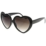 zeroUV Oversized Heart Shaped Sunglasses UV400 Cute Trendy Love Fashion Eyewear for Women 52mm (Black)