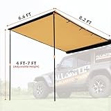 ALL-TOP Vehicle Awning 6.6'x8.2' Roof Rack Pull-Out Sun Shade UV50+, Weatherproof 4x4 Side Awning for Camping & Overland (Hardware Included)