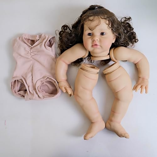 Pinky Reborn Reborn Baby Dolls Kit 26 Inch Pickle Reborn Toddler Kits Ellie Already Painted Baby Kit with Rooted Hair DIY Accessories Supplies for Kids Age 3+
