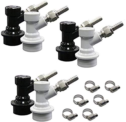 PERA Corny Keg Quick Disconnect CO2 Ball Lock with Swivel Nut and Worm Clamps for Cornelius Keg Home Brewing