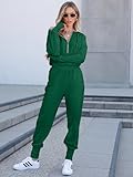 Caracilia Jumpsuits for Women Fall Casual Sweatsuits Long Sleeve Zip Sweatshirts Jogger Sweatpants One Piece Romper Outfits﻿ Green Small