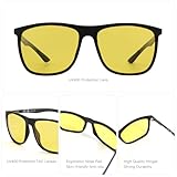 ZENOTTIC Night Vision Glasses for Men Square Carbon Fiber Sunglasses Reduce Glare Yellow Lens HD Polarized Night Driving Glasses