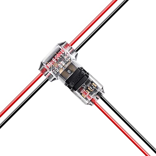 48 Pack Wire Connector Low Voltage T Tap Wire Connector 2 Pin 2 Way Automotive Universal Compact Splice Connectors for Wiring Electrical LED Strip, Automotive Connection Fits 24-20 AWG