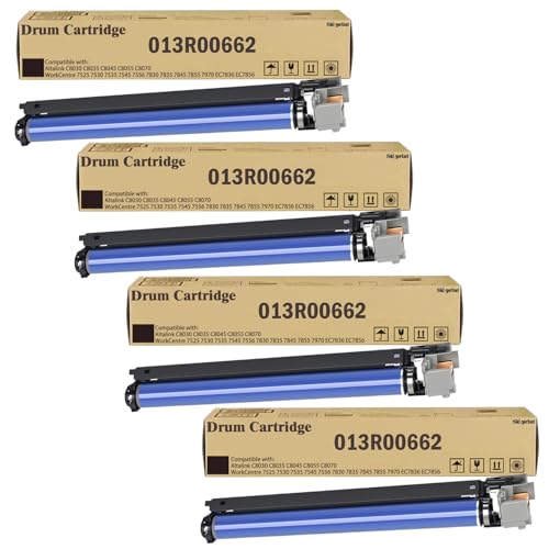 4-Pack 013R00662 Drum Cartridge Replacement for Xerox WorkCentre 7525 7530 7535 7545 7556 7830 7835 7845 7855 7970 EC7836 EC7856 Altalink C8030 C8035 C8045 C8055 C8070 Printer