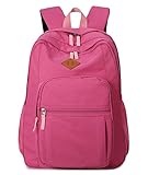 abshoo Girls Solid Color Backpack For College Women Water Resistant School Bag (Rose Red)