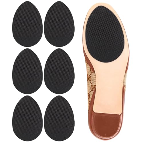 Dr. Shoesert Non-Slip Shoes Pads Adhesive Shoe Sole Protectors, High Heels Anti-Slip Shoe Grips (Black - 3 Pairs)