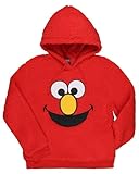 Sesame Street Women's Elmo Embroidered Patch Big Face Plush Fleece Long Sleeve Adult Costume Pullover Hoodie (Elmo Face, X-Large)