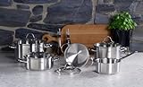 Fissler Palermo Stainless Steel Saucepan Set of 5 Pots with Glass Lids (3 Saucepans, 1 Stewing Pan, 1 Saucepan) - Induction