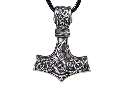 Baldur Jewelry - 925 Sterling Silver Viking Thors Hammer Necklace Pendant For Men Dragon Pendant Jewelry - Thor Necklace - Thor Gifts for Men - Viking Necklace for Men