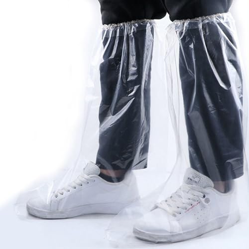 Fancystyle Disposable Plastic Boot and Shoe Covers 19 inch Tall Extra Large Resistant Water/Skid Resistant, Clear(80)