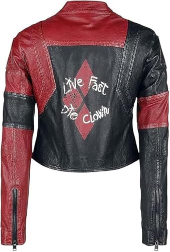 Harley Suicide Squad Quinn Women's Cosplay Jacket Halloween Costume Coat (Leather, XL)