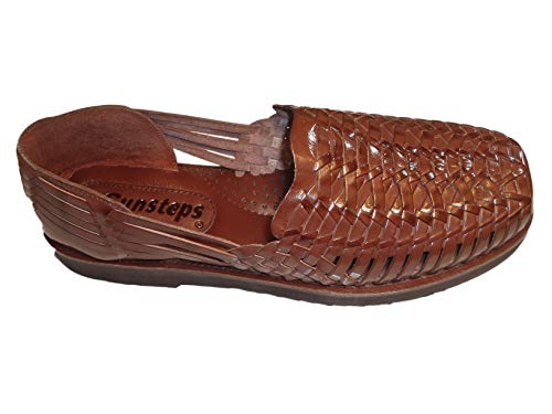 Sunsteps Barclay Men's Hand Woven Leather Huarache Sandal for All-Day Comfort (11M, Medium Brown)