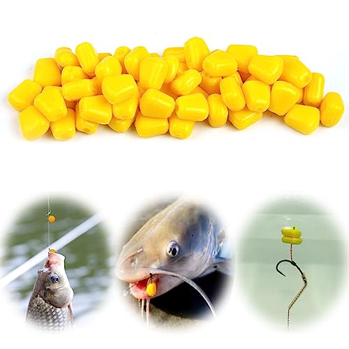 Naiveferry 200Pcs Fake Soft Corn Lures Floating Soft Baits, Simulation Corn Carp Fishing Lures Silicone Material Corn Fishing Baits with Nice Scent Fishing Accessories