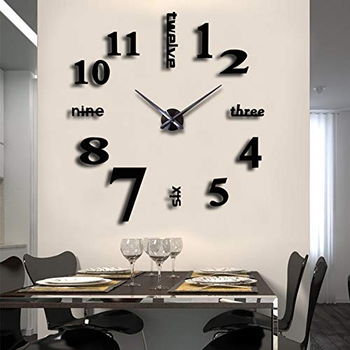 FASHION in THE CITY Large Frameless 3D DIY Mirror Surface Wall Clocks Modern Design for Living Room Bedroom Home Office Kids Room Hotel Coffee Hall Bar Wall Decoration