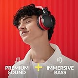 MOVSSOU E7 Active Noise Cancelling Headphones Bluetooth Headphones Wireless Headphones Over Ear with Microphone Deep Bass, Comfortable Protein Earpads, 30 Hours Playtime for Travel/Work, Black