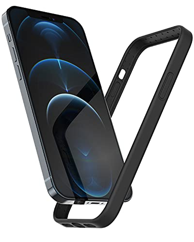 K TOMOTO Compatible iPhone 12/12 Pro Bumper Case (6.1 Inch), Soft Liquid Silicone Gel Rubber Cover [Silky Smooth Grip] Slim Design Protective-Frame, Black