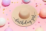 Womens Embroidered Straw Sun Floppy Hat Birthday Gift Party Favor (Birthday Girl)