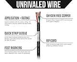 Voltive 16/4 Speaker Wire - 16 AWG/Gauge 4 Conductor - UL Listed in Wall (CL2/CL3) and Outdoor/In Ground (Direct Burial) Rated - Oxygen-Free Copper (OFC) - 100 Foot Spool - Black