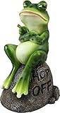 DWK - Froggie's Bad Day - Adorable Indoor Outdoor Flip Off Frog on Stone Rock with Hop Off Message Middle Finger Figurine Grumpy Toad Home Decor Accent Garden Patio Accessory, 7.75-inch…