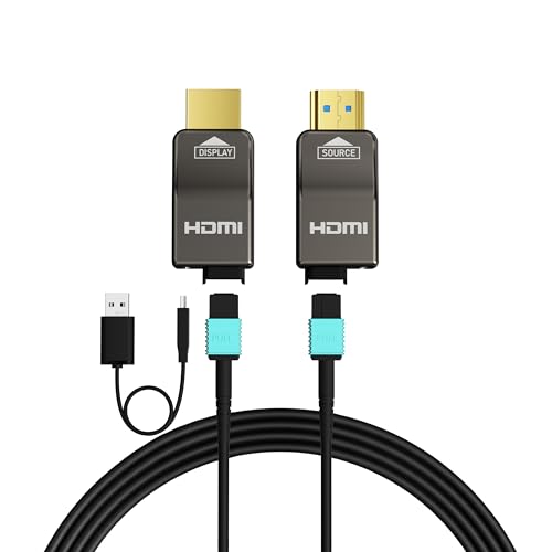 RUIPRO 8K Detachable Full Fiber Optic Armored HDMI 2.1 Cable 100FT, Ultra High Speed 48Gbps, Support 8K@60Hz 4K@120Hz, Dynamic HDR, eARC, Compatible with PS5/Xbox/Blu-ray/TV/Monitor/Projector