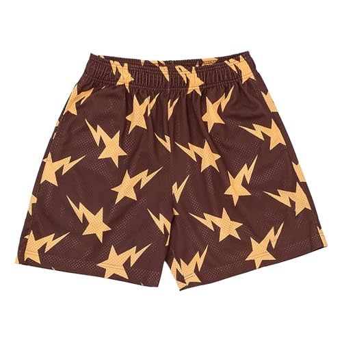 BOOMLEMON Mens Mesh Graphic Print Shorts Casual Workout Cool Shorts Gym Basketball Running Short Pants(Star Coffee XS)