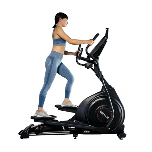 Elliptical Machine: E25 Elliptical Gym Equipment for Home and Studio, Exercise Equipment with 7.5" LCD Display, Tablet Holder, Adjustable Resistance, Power Incline and Heart Rate Monitoring (E25)