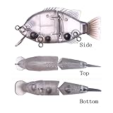 5PCS Unpainted Blanks Bait 3.94in/1.06oz Bluegill swimbait Floating Rattle Soft Tail Jointed DIY Artificial Fishing Lures