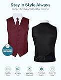 S.H. Churchill & Co. Men's 4 Piece Paisley Vest Set, with Bow Tie, Neck Tie & Pocket Hanky - L, Burgundy