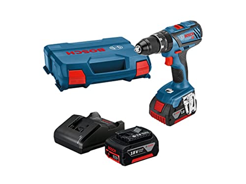 Bosch Professional 18V System Cordless Impact Drill Driver GSB 18V-28 (incl. 2 x GBA 18V 3.0Ah Battery, Charger GAL 18V-20, in L-Case), Blue